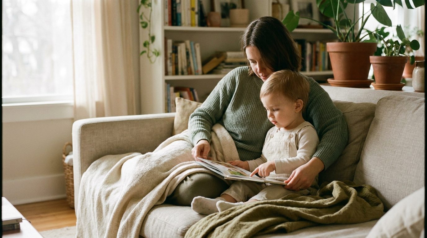 Progenitor e hijo leyendo juntos, representando la responsabilidad parental compartida